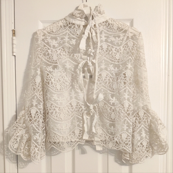 Endless Rose Heavy Lace Bell Sleeve Blouse - Picture 2 of 5